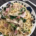 00ちい00's cooksnap of when they made うま～♡きのことほうれん草の和風パスタ♡.