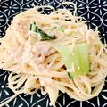 Bin55's cooksnap of when they made 鮭フレークと小松菜のクリームパスタ♪.