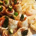 智恵ちゃんのつく恋慕's cooksnap of when they made 餃子の皮でアスパラベーコン巻き。ネギ入り.