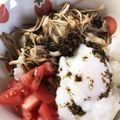 あたむ❤189's cooksnap of when they made 温泉卵のバジルきのこソースがけ.