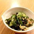 Jinko15's cooksnap of when they made きゅうりとわかめとツナの酢の物.