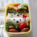 Megmonica's cooksnap of when they made キティちゃんの海苔カット（キャラ弁）.