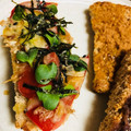 島子☆'s cooksnap of when they made トマトのわさび塩×おかか和トースト.