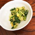 あんずりん's cooksnap of when they made 蕪の葉(小松菜)のクリームコーン和え.