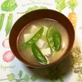 おはなすき's cooksnap of when they made 旬★【スナップえんどうと豆腐の味噌汁】.