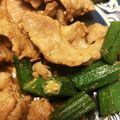 アブシンベル's cooksnap of when they made 豚肉とオクラのめんつゆ炒め.