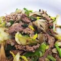 ばっちゃ's cooksnap of when they made 牛肉と白菜炒めの春菊和え.