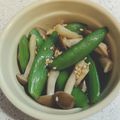 よすぼお's cooksnap of when they made スナップエンドウとしめじのナムル.