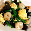 kohauni's cooksnap of when they made エビとキクラゲのニラ玉炒め.