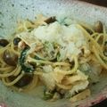 マシュマロみさまん☆'s cooksnap of when they made 湯葉と海老と蕪おろしの豆乳クリームパスタ.