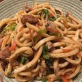 ぴらこら's cooksnap of when they made ひらひら人参としゃぶしゃぶ肉の焼きうどん.