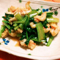 まぶたん's cooksnap of when they made 小松菜と海老のオイマヨ炒めっ酢☆.