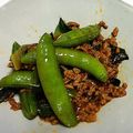 錦織些叉's cooksnap of when they made ひき肉とスナップエンドウの中華炒め.
