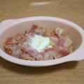 Avanti20's cooksnap of when they made ベーコンと新玉ねぎと卵のレンジ蒸し.