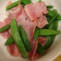 真愛ママ's cooksnap of when they made スナップエンドウとベーコンのソテー.