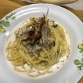 ☆こぶたママ☆'s cooksnap of when they made 揚げごぼう＆蓮根きのこ豆乳クリームパスタ.