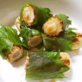 2525misa's cooksnap of when they made 簡単☆餅入り焼竹輪の大葉巻き胡麻醤油かけ.