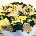 minch0715's cooksnap of when they made 春色ふわっ＊ほうれん草とベーコンの卵とじ.