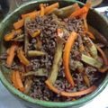 ＋SUN3's cooksnap of when they made 合挽肉入りきんぴらごぼう★おばんざい.
