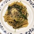 kako1223's cooksnap of when they made 青臭くない！うまうま豆苗と塩昆布パスタ♪.