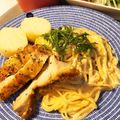 chibijuju's cooksnap of when they made 鶏もも肉の明太子クリームソース.