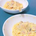 まかな。's cooksnap of when they made しめじ入り厚切りベーコンカルボナーラ.