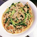 kotorimu's cooksnap of when they made かき醤油で✤豚肉と水菜の簡単和風パスタ.
