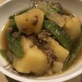 hane×2mama's cooksnap of when they made じゃがいもとひき肉と絹さやの✿煮物.