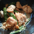 momoazeru's cooksnap of when they made ささみとスナップえんどう炒め.