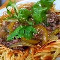 黒鯛一直線's cooksnap of when they made セロリと牛肉の餡かけ焼きそば.