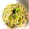 makudeco's cooksnap of when they made 春を感じるソラマメと豚挽き肉パスタ.