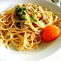 しろちゃん♡'s cooksnap of when they made 納豆明太マヨのパスタ✿とろ～り卵乗せ✿.