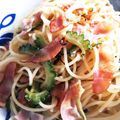 きゅうちゃんひなさん's cooksnap of when they made ゴーヤとキャベツとベーコンの和風パスタ.