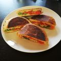 主夫フフフw's cooksnap of when they made アスパラとトマトオムレツのチーズサンド.