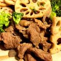 らうらう's cooksnap of when they made れんこん 牛肉 コンニャクの和えもの.