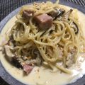 1614's cooksnap of when they made お鍋一つで☆挽肉とキノコの煮込みパスタ.