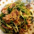 BYUUK's cooksnap of when they made ベーコンと水菜のペペロンチーノ.