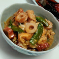aibano's cooksnap of when they made 麺つゆdeちくわと絹さやの卵とじ丼✿.