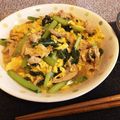 しいさん♪'s cooksnap of when they made ごま油がきいた甘タレ小松菜,豚肉,卵炒め.