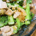 rakuen's cooksnap of when they made 小松菜と豚肉のニンニク炒め.