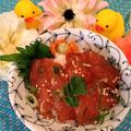 ももちゃんのれしぴ's cooksnap of when they made 簡単☆美味しいマグロの漬け丼☆.