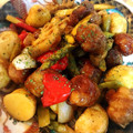 Kingowife's cooksnap of when they made 豚コマ団子と新じゃがの黒酢あん炒め♪.