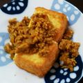 ひなたこやき's cooksnap of when they made 厚揚げステーキ☆カレー肉味噌のせ.