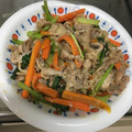 じゃがいも醤油バター's cooksnap of when they made 小松菜と豚肉のごま味噌炒め♪.