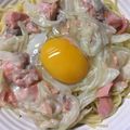 ちゃぎー's cooksnap of when they made 焼き鮭リメイク→濃厚クリームパスタ.