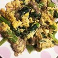 クックDB7Z5Z☆'s cooksnap of when they made 小松菜と豚バラ肉の豚骨味風♡玉子とじ♪.
