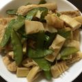 ポメちょん's cooksnap of when they made めんつゆで✨タケノコとさやえんどうの煮物.
