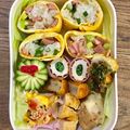 ma___111's cooksnap of when they made お弁当に♪クルクル竹輪deお好み焼き風.