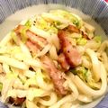 チャソ毛☆'s cooksnap of when they made ベーコンとキャベツのクリームうどん.