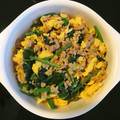 a＊1103's cooksnap of when they made ★ほうれん草と挽肉の鶏ガラ炒め★.